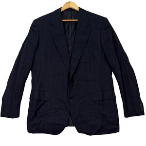 Sulka Mens 44L Blazer Sport Coat Navy Pinstripe Wool Suit Jacket Made In Italy